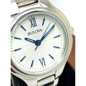 Bulova Women's Watch 96L215 Quartz White Blue Dial Silver Tone Stainless…